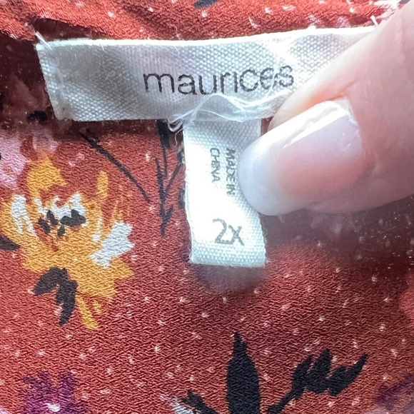 Maurices Madison Button Down Burnt Orange Floral Tank Top (Size 2X) - Picture 5 of 6